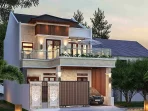 desain rumah 2 lantai minimalis tropis modern fasade depan